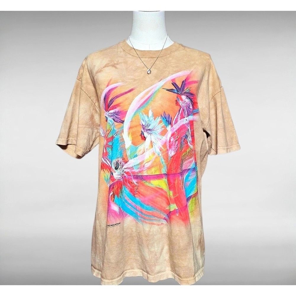 The Mountain Traci Rabbit Tie Dye Native American Art Graphic Tee Boho Womens L
